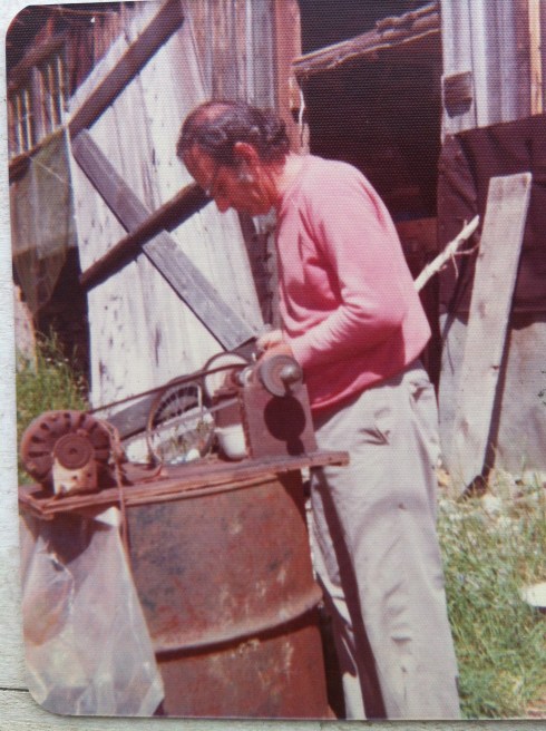 Probably the first person to influence my creativity was my father. He is a man who could teach himself anything. In this picture he is grinding stones which he rockhounded from a nearby quarry. He taught himself lapidary work and silversmithing and followed that trade for about twenty years.