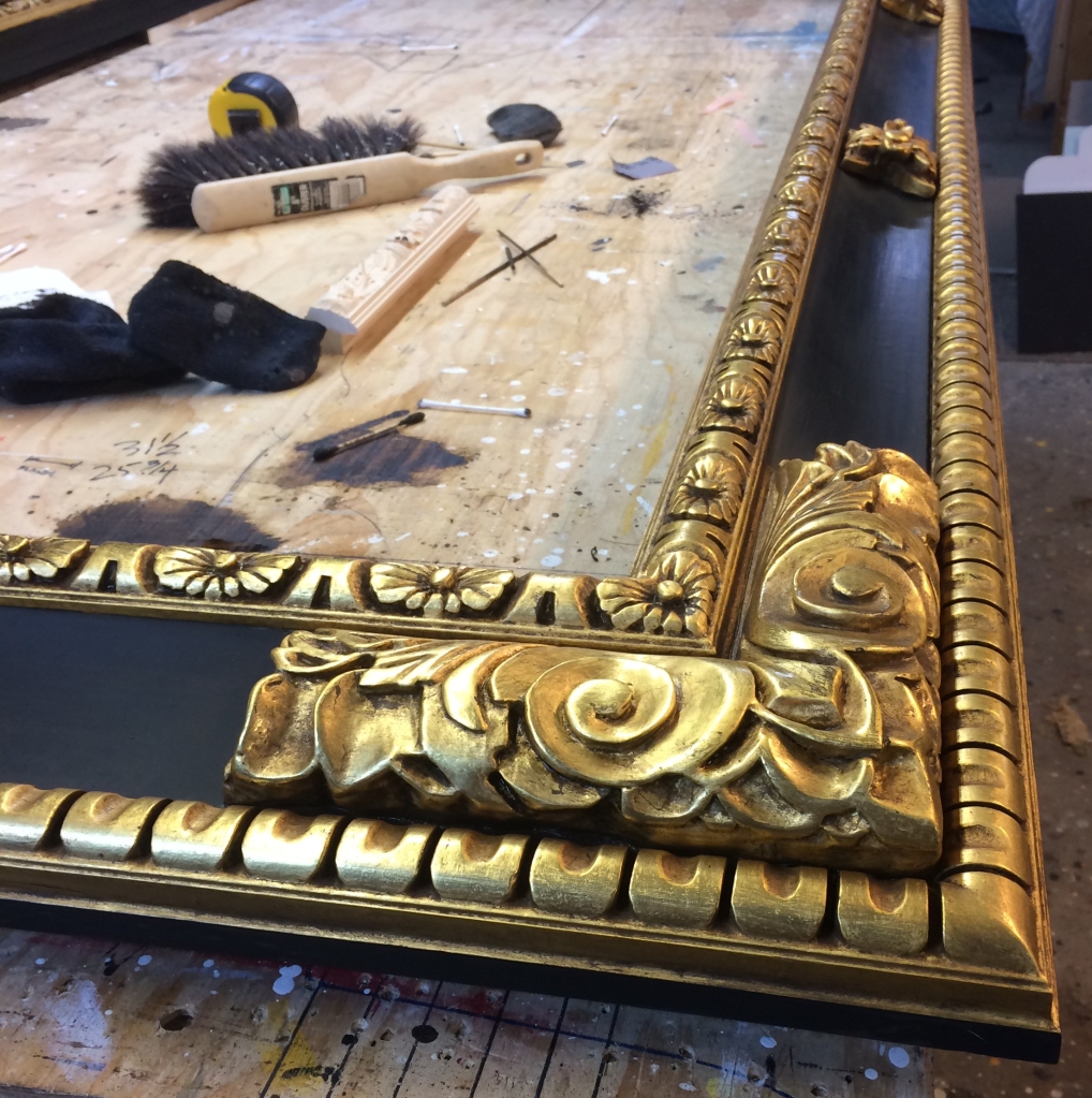 hand carved gold leaf picture frame Spanish style